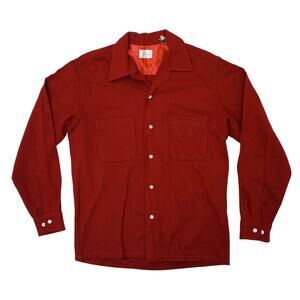 Vintage JC Penney Towncraft Selvedge Wool Long Sleeve Shirt Mens Medium